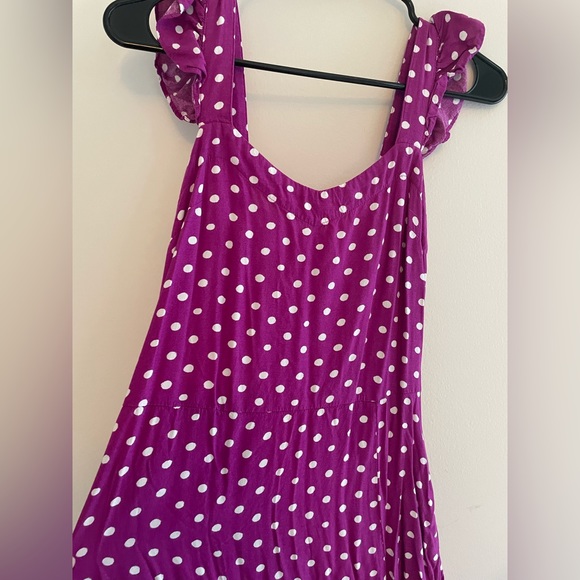 LOFT Dotted Ruffle Strap Pocket Midi Dress - Picture 7 of 7